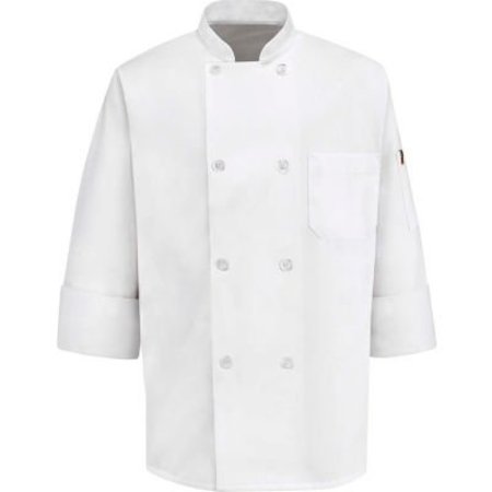 VF IMAGEWEAR Chef Designs 8 Button-Front Chef Coat, Thermometer Pocket, Pearl Buttons, White, Poly/Cotton, L 0413WHRGL